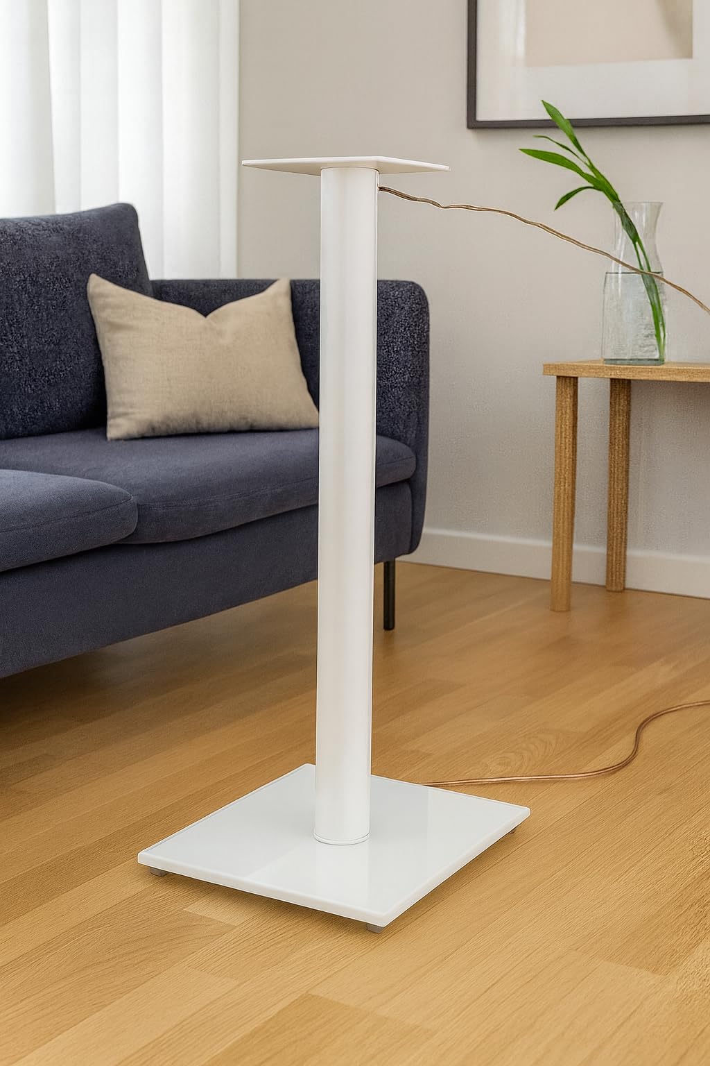Sonorous SP100-70 Bianco – Supporti per Diffusori 70 cm (Coppia) | Piedi da Pavimento in Alluminio e Vetro | Portata fino a 20 kg per Supporto | Gestione Cavi Integrata