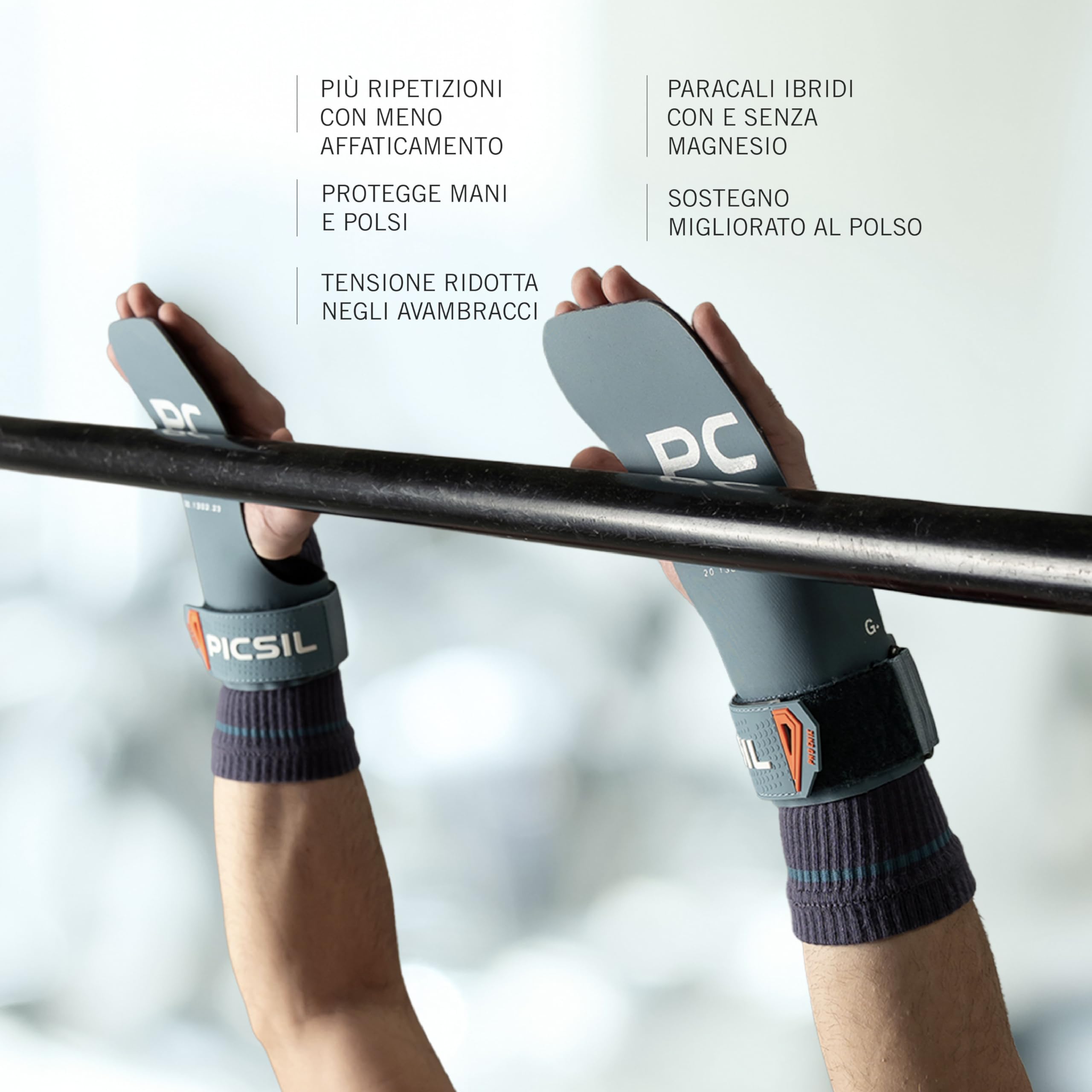 PICSIL - Paracalli Phoenix, Uso Senza Magnesite, per Barre Ruvide e Lisce, Grips con Astuccio e Polsini, Ideale per Cross Training, Ginnastica e Calisthenics