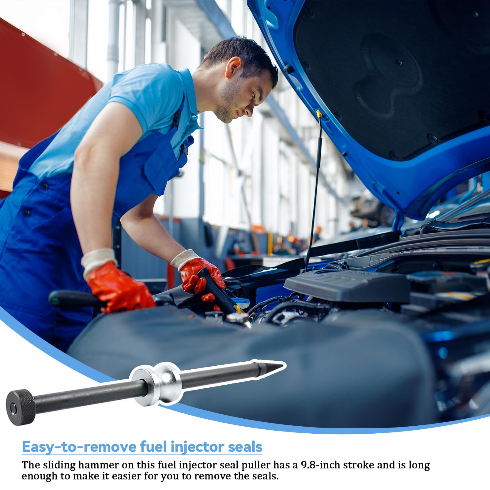Extracteur de Joints D’Injecteur, avec Marteau Coulissant, pour Enlever Les Injecteurs, Joints D'étanchéité en Acier au Carbone, Universel pour Voiture - Noir