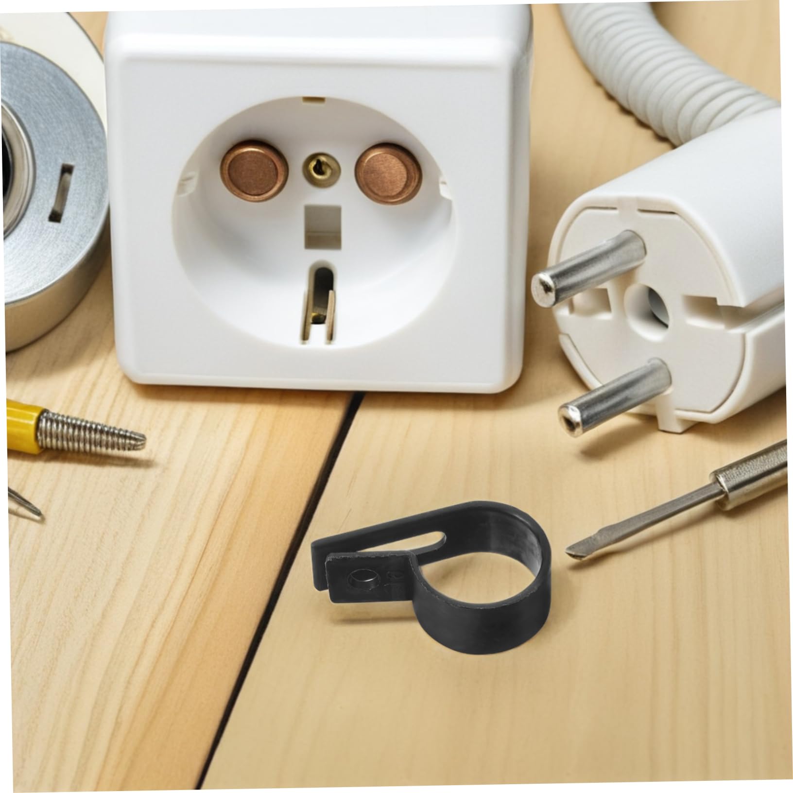 WOONEKY Abrazaderas de Cable Tipo R de Plástico Negro, 500 Piezas, para Fijar y Organizar Cables en Sistemas de Audio y Computadoras
