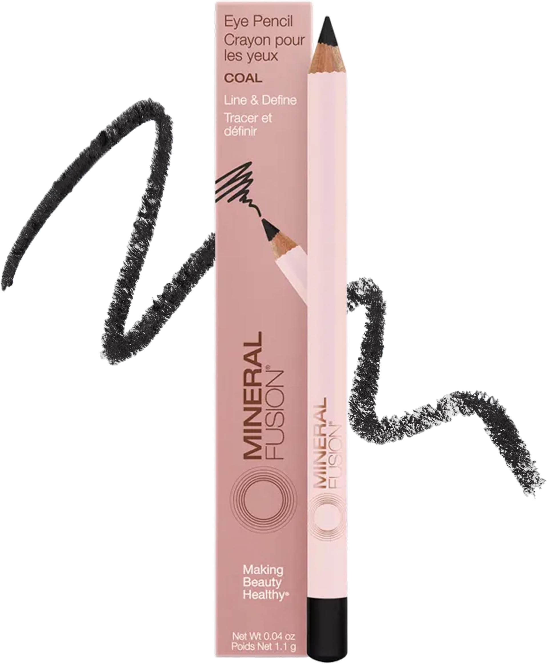 - Mineral Fusion Eye Pencil (Black - Coal) - Eyeliner with Soothing Chamomile, Meadowfoam & Vitamin E - Smooth & Long Lasting, Hypoallergenic, Non-Irritating Eye Makeup