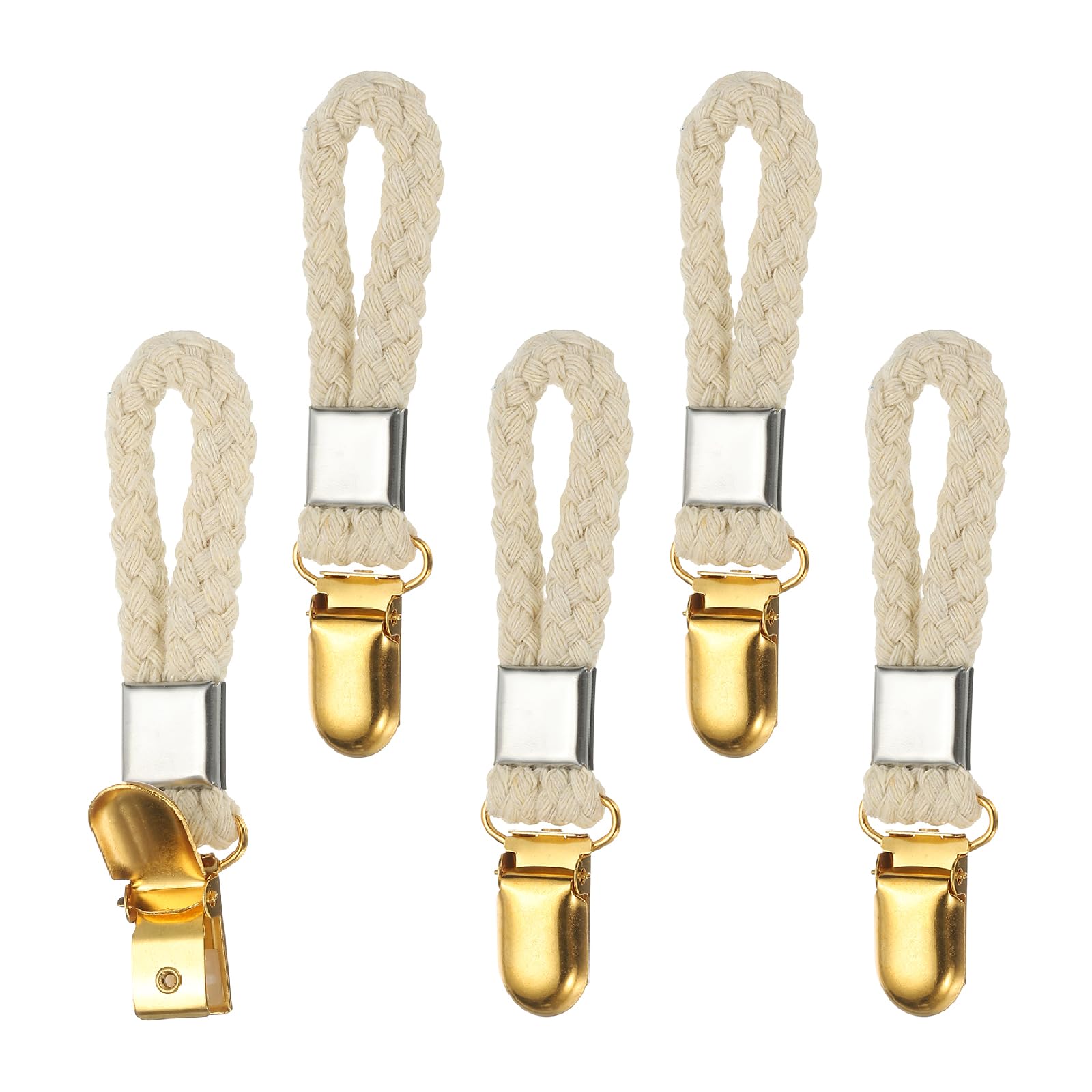 PATIKIL 5 Pezzi Clip Per Strofinacci Appendibili, 0.9" Larghezza Anello In Cotone Intrecciato Con Pinze In Metallo Dorato Per Cucina Bagno Campeggio Organizzazione Appendere Attrezzo