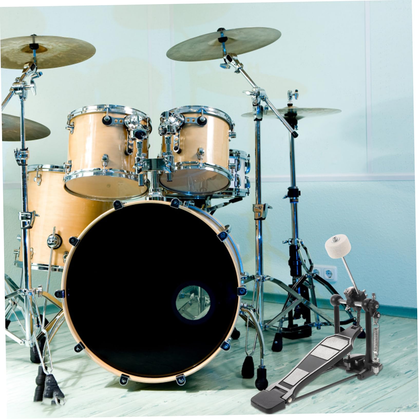 SECFOU Pédale De Grosse Caisse Aluminium Alliage Accessoire De Pour Jazz Et Percussion Pédale Simple Avec Clé De Pour Pratique Et Performance