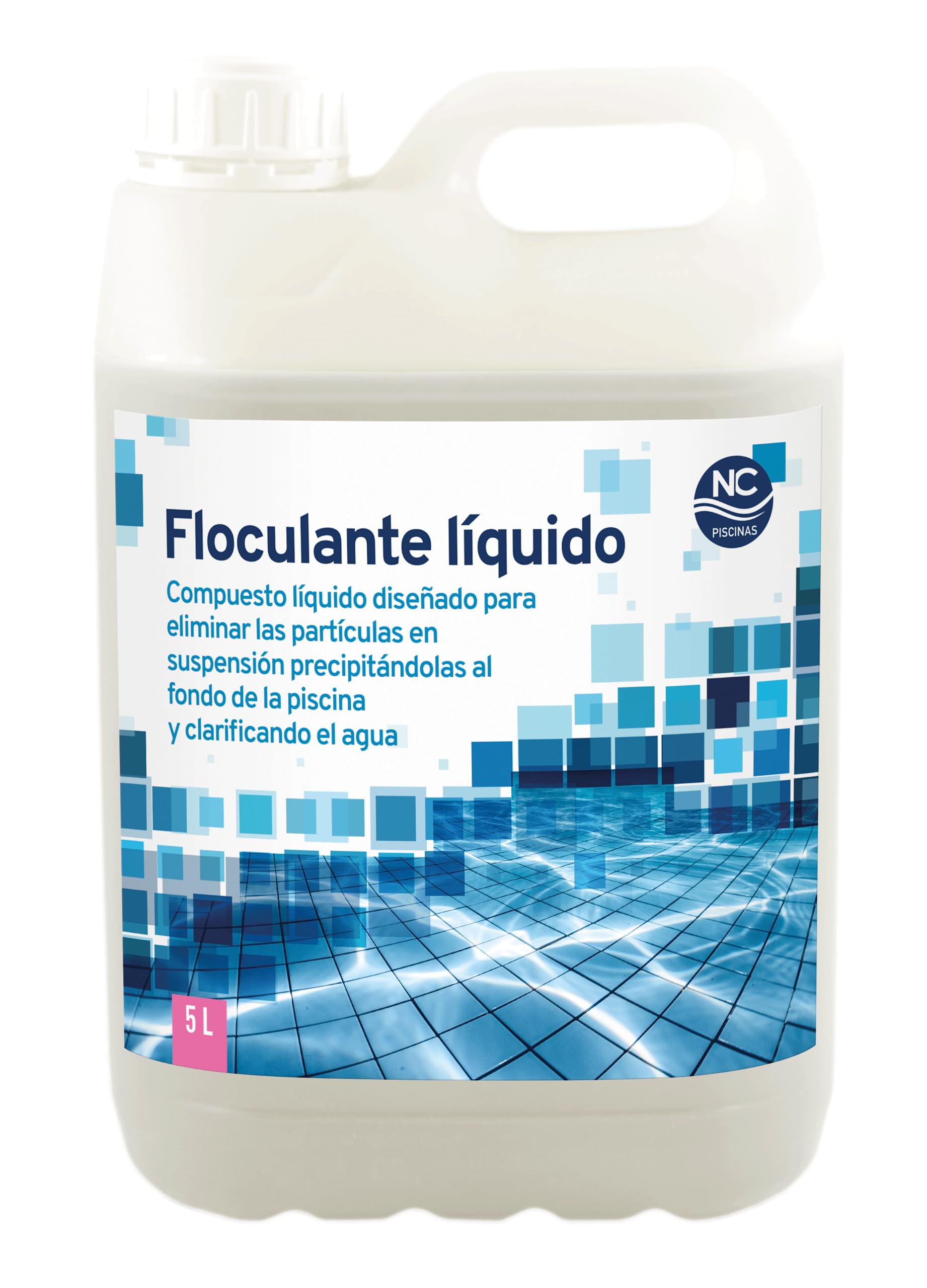 NC Floculante Líquido Piscinas 5 L | Fabricado en España, Agrupa partículas en suspensión, Para tratamiento del agua, Envase práctico