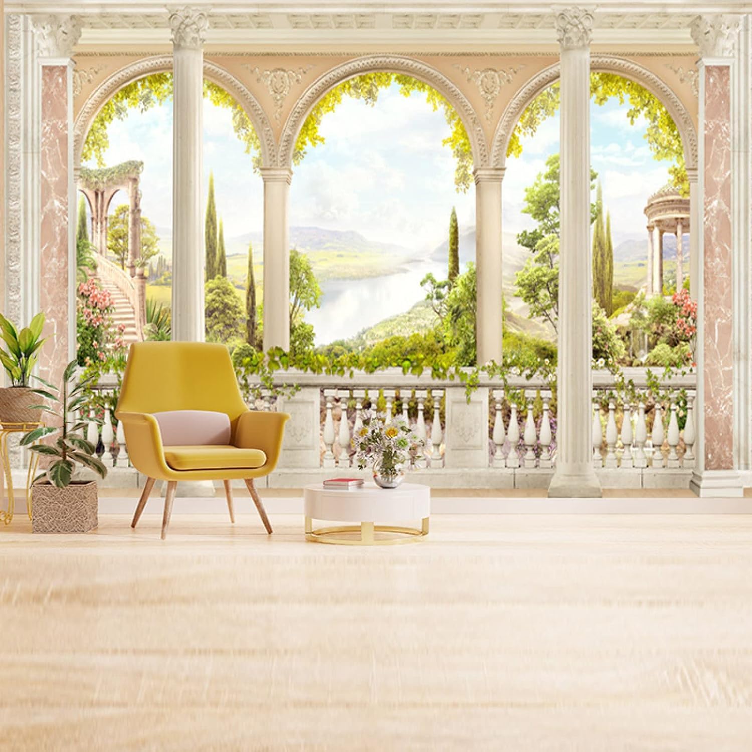Papier peint panoramique 3D architecture pour salon et bureau moderne