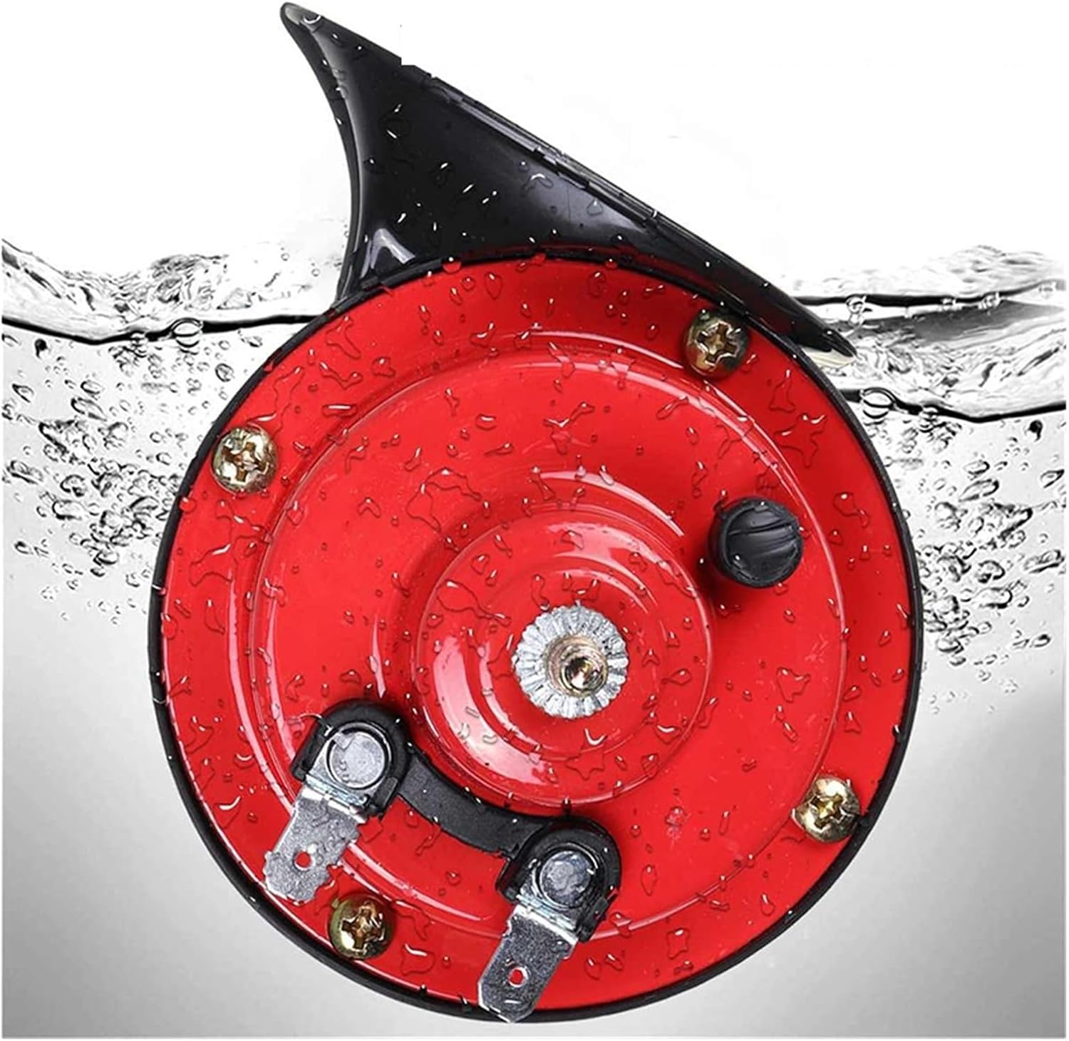 New Car Signal Sound Speaker 60db 12V Super Train 510hz Air Electric Snail Horn Supplies Car-boat Motorcycles Automotive Loudspeaker(Red)