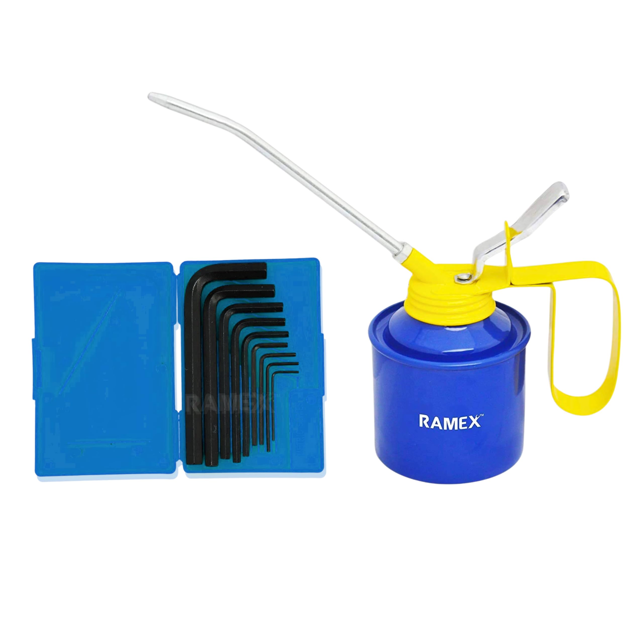 RAMEX 9pc Hex Allen Key Set In Plastic Box, Size: 1.5, 2, 2.5, 3, 4, 5, 6, 8, 10 Oil Can For Vehicles -1/2 Pint Capacity. Glossy Blue & Yellow (B0D1Q68ZB7) Amazon Price History, Amazon Price Tracker