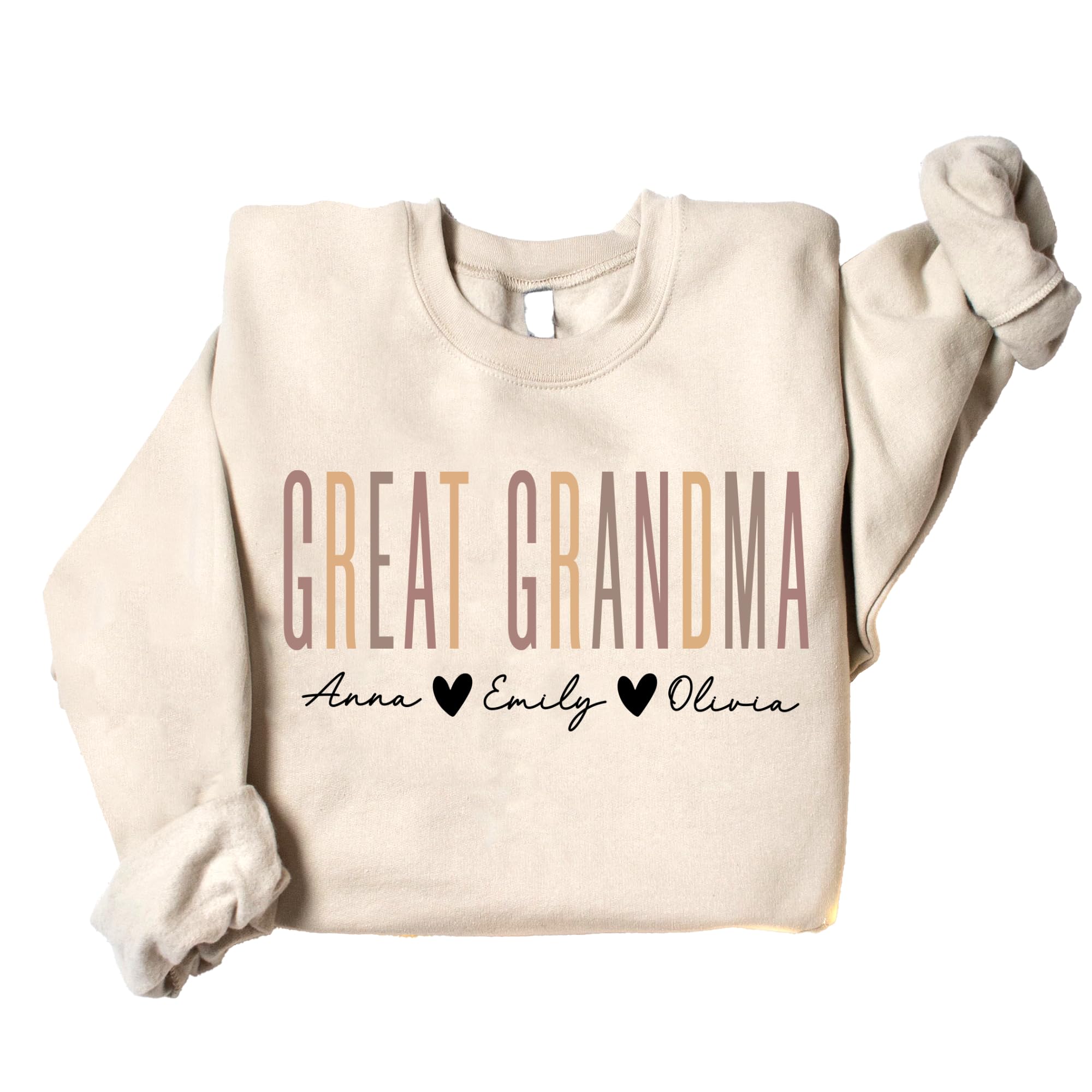 DILYPOD Personalized Grandma Sweatshirt Custom Mom Shirt with Heart Kids Names Christmas Mothers Day Birthday Gift for Mama