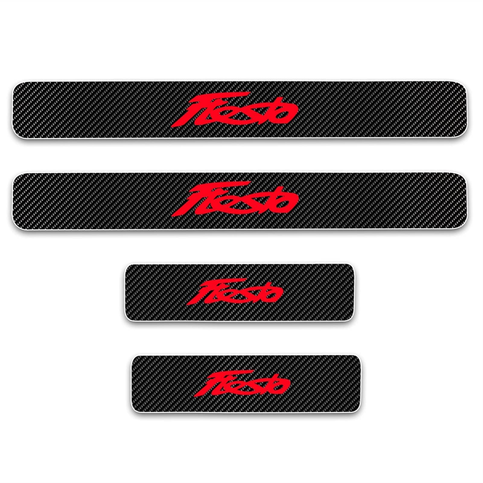 Eagleg Red 4Pcs Car Carbon Fiber Door Sill Kick Plates, For Fo- Rd Fiesta, Outer Door Sill Welcome Pedal Scuff Guard Threshold Plate Sticker Trim Protection Accessories,