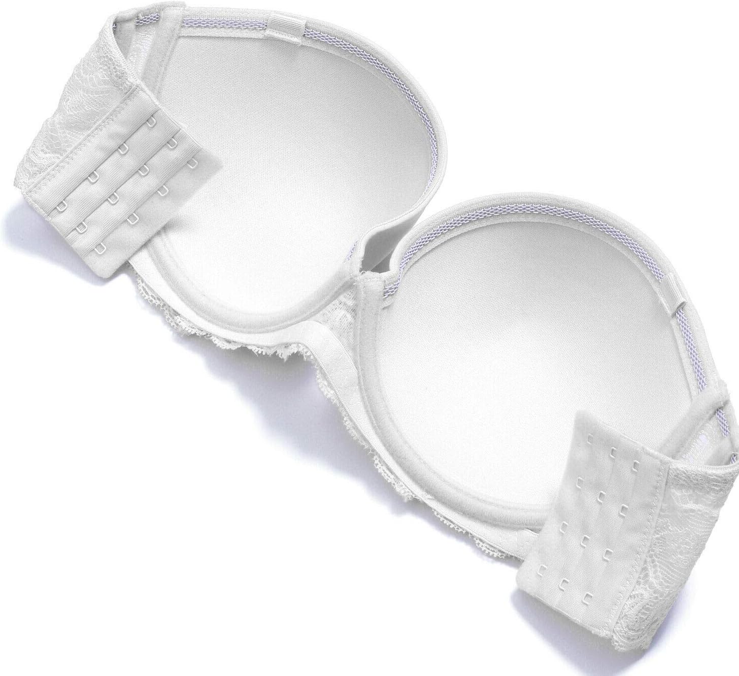 Strapless Clear Back Strap Convertible Bra with Lace Padded Underwired Plus Size Brassiere - Image 6