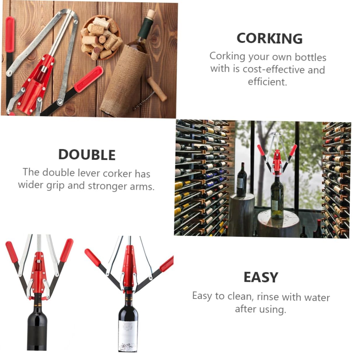 PRETYZOOM Wine Corker Iron Lever Double Lever Bottle Corker Wine Making Tool for Corking Wine Bottles