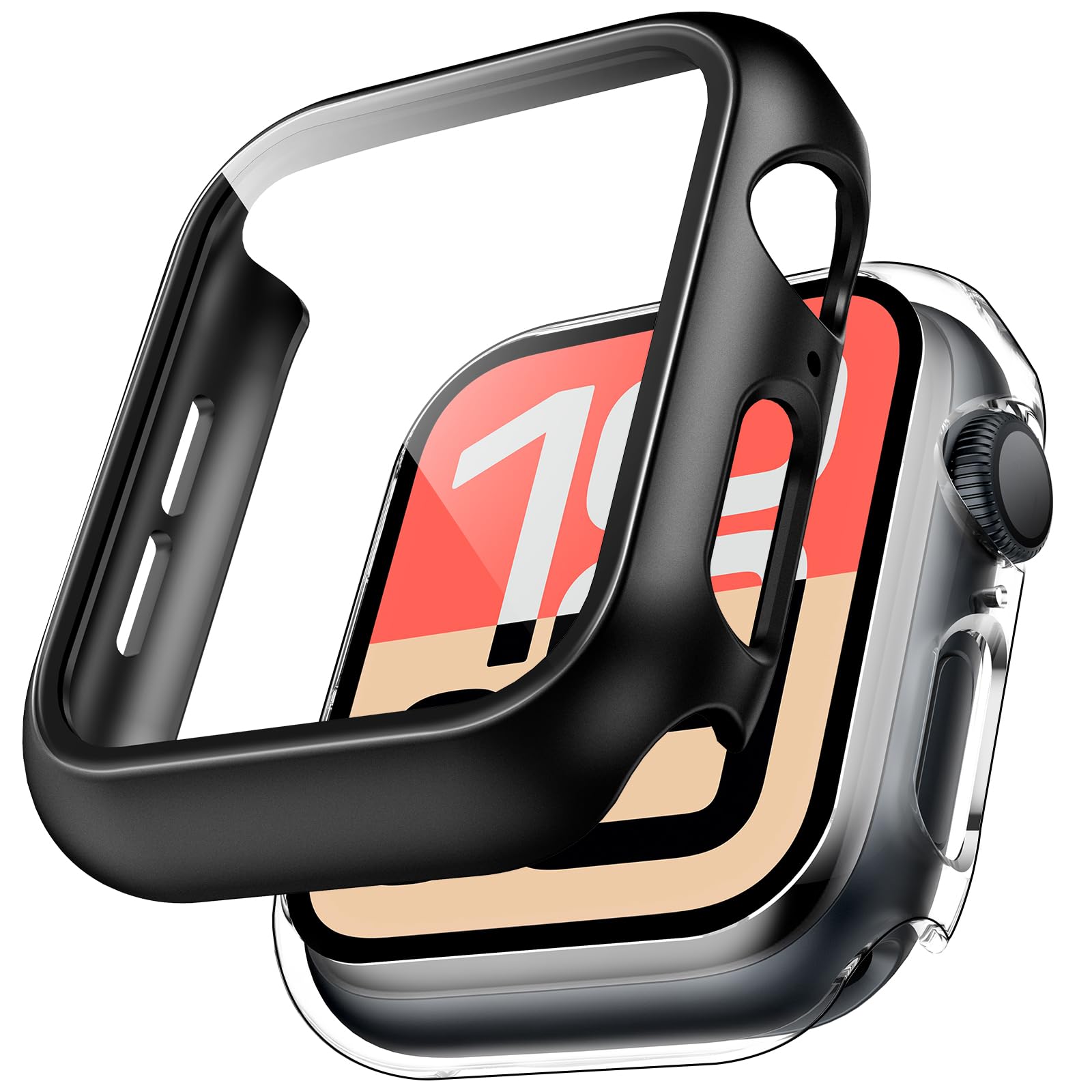 TAURI 2 Pack Hard Case for Apple Watch SE 3 /Series 6/5/4 /SE 44mm with 9H Tempered Glass Screen Protector, [Touch Sensitive] [Full Coverage] Slim Bumper Protective Cover for iWatch 44mm - Black — view 50