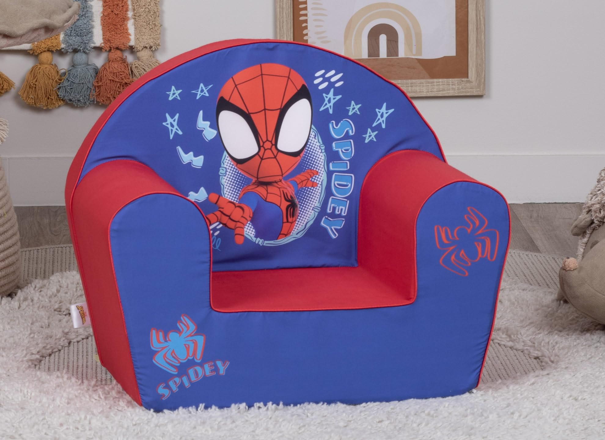 Disney Home Spidey – Marvel - Fauteuil Enfant en Mousse, Confort Premium, Dossier Stable Anti-pli, Anti-basculement, Léger – Fabriqué en UE