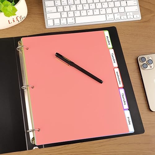 Miniatura 9 de HABGP 10 unidades2 juegos de 5 separadores de pestañas para carpeta de 3 anillas, 10 separadores de carpetas de 3 anillos multicolor con pestañas,