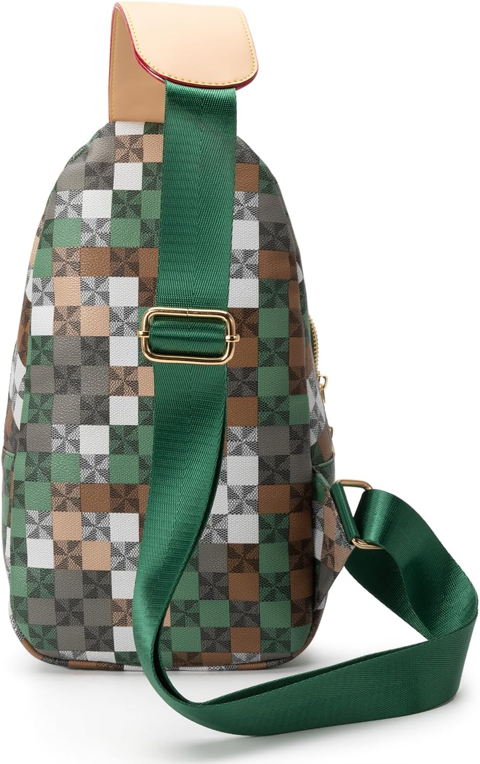 Sling Bag for Women Men Leather Crossbody Fanny Packs Chest Bag camouflage check Daypack