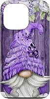 Vista 10 de Cute Purple Aesthetic Anemones Flower Pattern Lavender Gnome Case for iPhone 17
