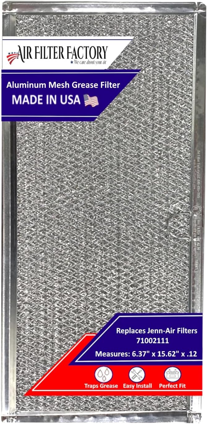 Air Filter Factory Replacement For Jenn-Air 71002111 Grease Mesh Downdraft 12-Layer Range Hood Filter 6.375 X 15.625 X .125 Inches