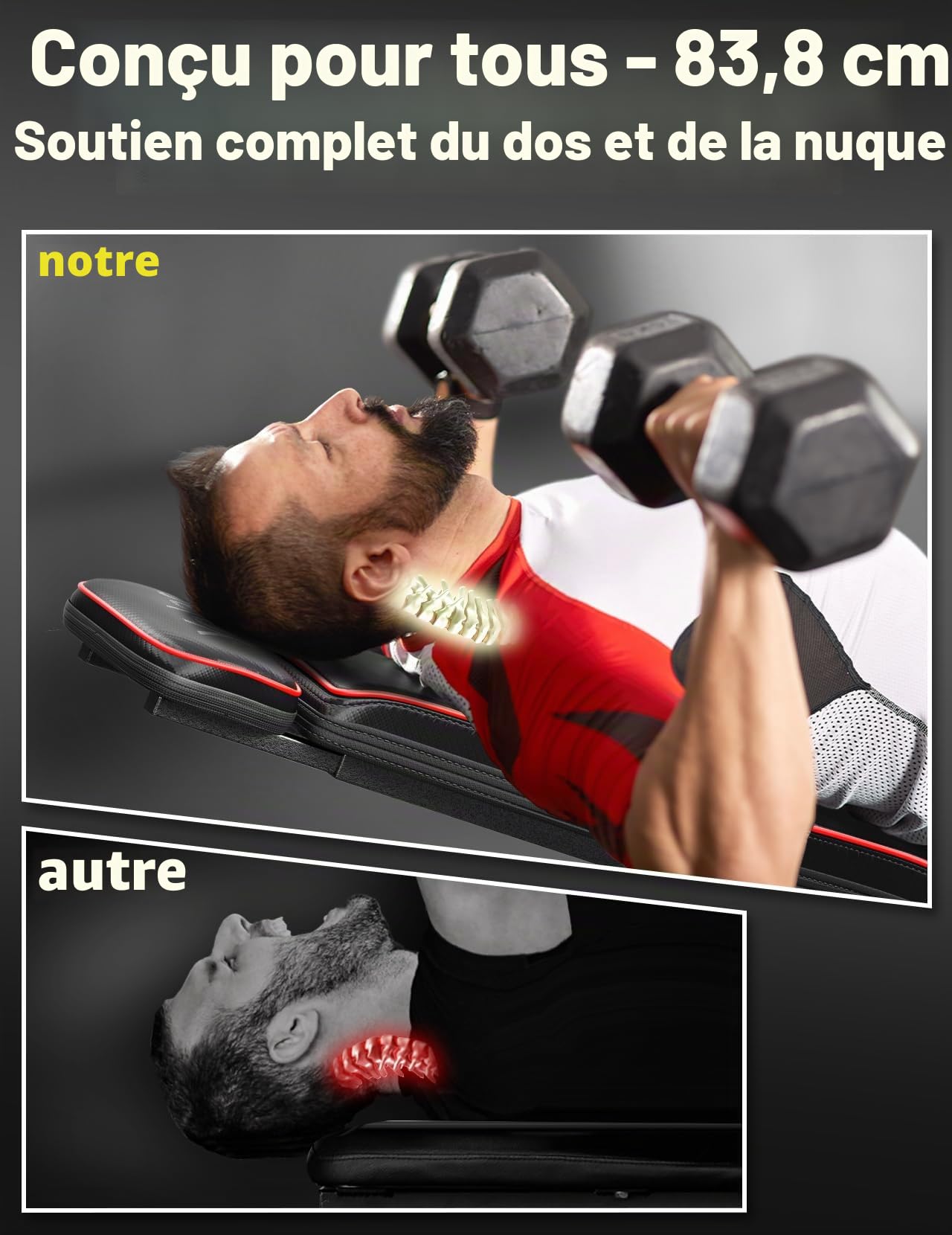 YOLEO Banc de musculation pliable multifonction avec supports pour la maison, banc de musculation réglable avec plateau, banc de musculation avec poids et curl des jambes