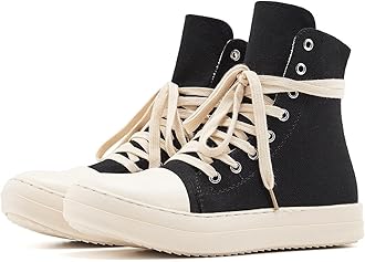 AmoreParis Fashion High Top Sneakers for Women Lace Up Canvas Shoes with Zipper Comfort Platform Walking Shoes