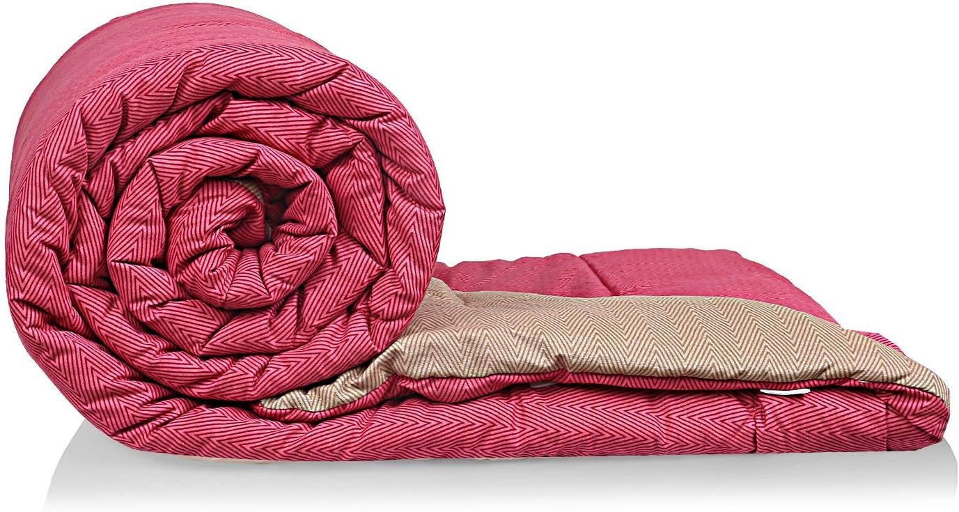 Kuber Industries Microfibre Printed Reversible Comforter, Double (Magenta And Beige, 200 Gsm), Ctktc013975, Multicolour, Standard