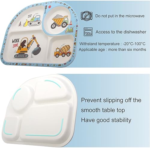 Miniatura 3 de Juego de vajilla para niños de 5 piezas, incluye plato, tazón, tenedor y cuchara, cubiertos para niños, apto para lavavajillas, sin BPA