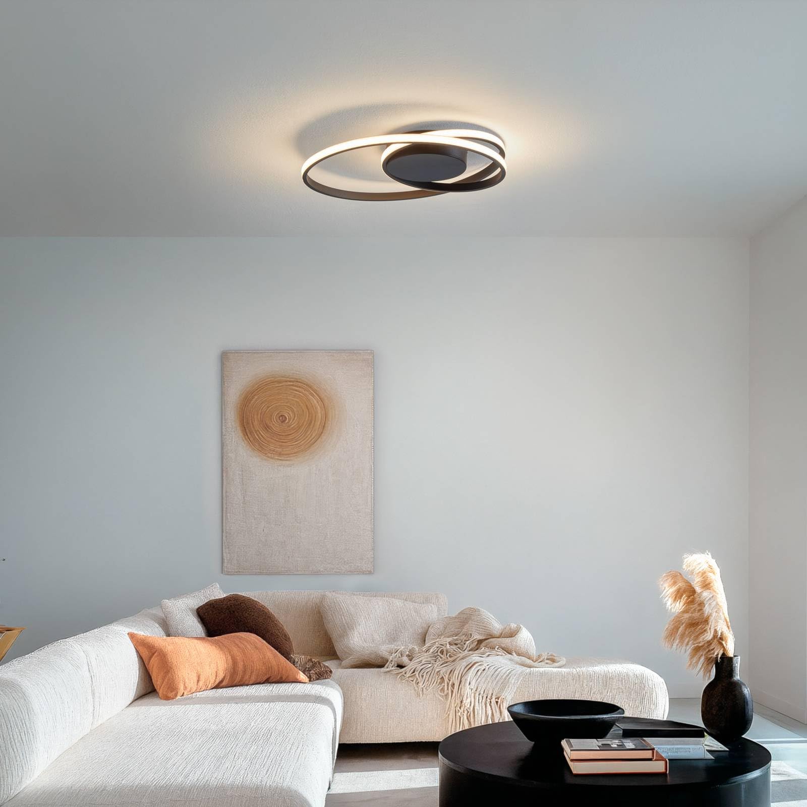 Lindby LED Deckenleuchte Youna dimmbar (Modern) in Schwarz aus Metall (1 flammig,) - Lampe Deckenlampe Wohnzimmerleuchte