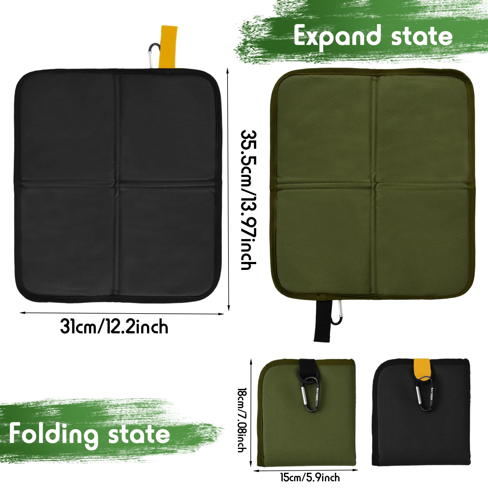 Sitzkissen Outdoor Faltbar 2 Stück – Wasserdichtes Thermo Sitzunterlage aus Oxford-Stoff – Isolierte Sitzmatte für Camping, Wandern, Picknick, Stadion, Reisen – 36 x 32 cm (SET-B)