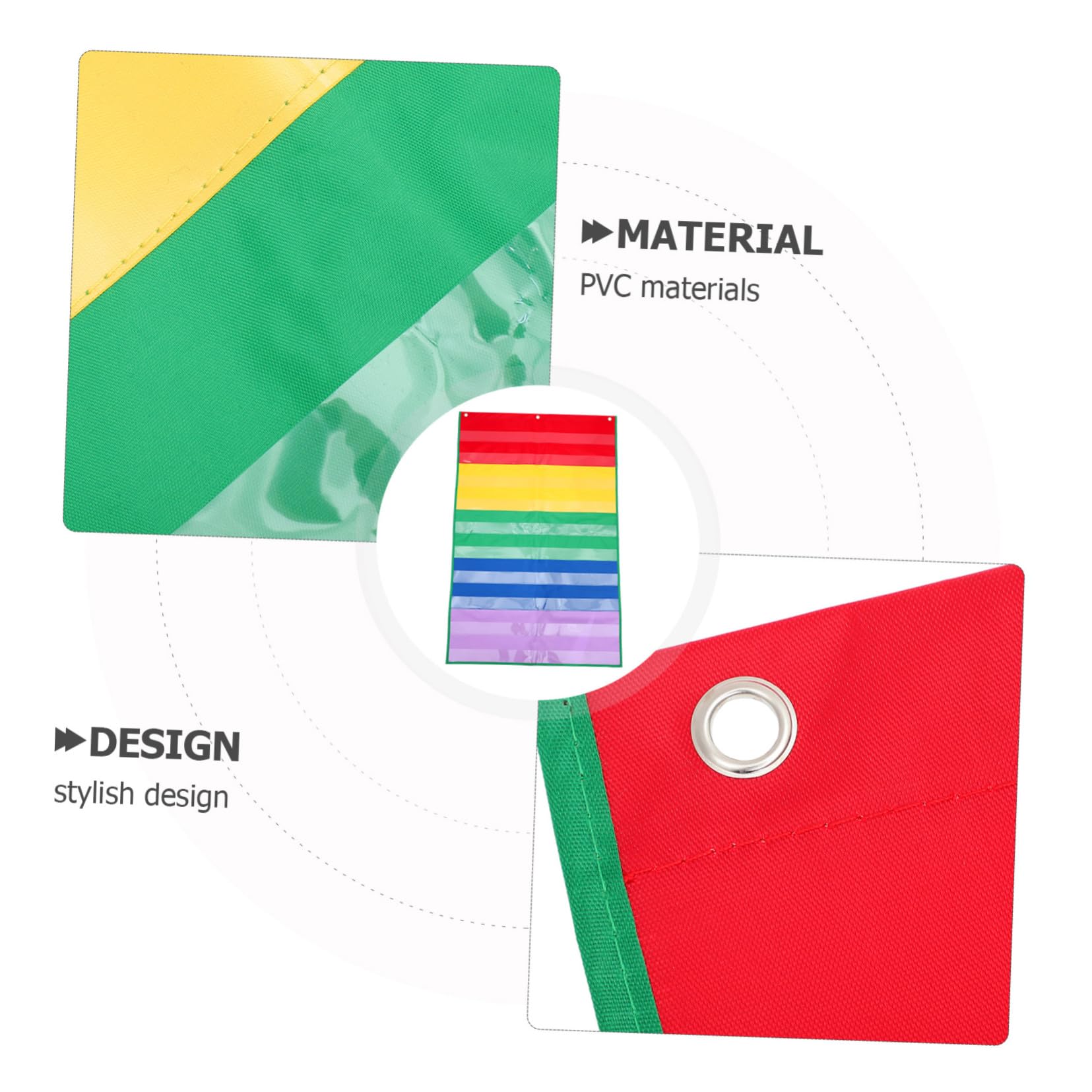 VILLCASE 4piezas Organizador De Tarjetas Didácticas Colgante Soporte De Carteles Para Aula Para Clases Guarderías y Hogar Bolsillos Transparentes Para Almacenamiento De Tarjetas y