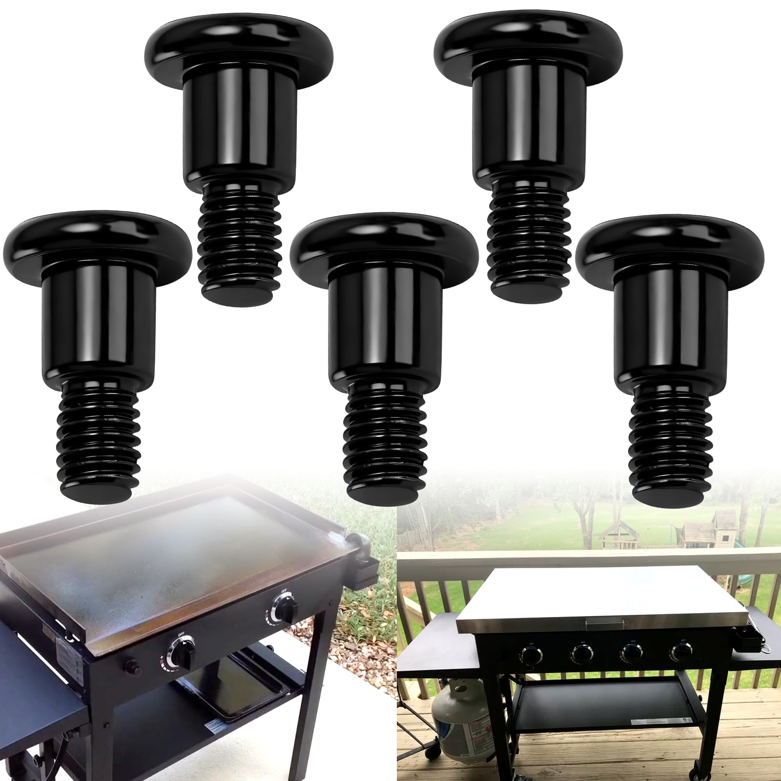 5 Pack Short M6 Step Bolt Compatible with Black-Stone Gas Griddle 1785 1868 1901 1902 1962 1963 2307 2322 2256 1916 2151, Fit Gas Griddles with Side