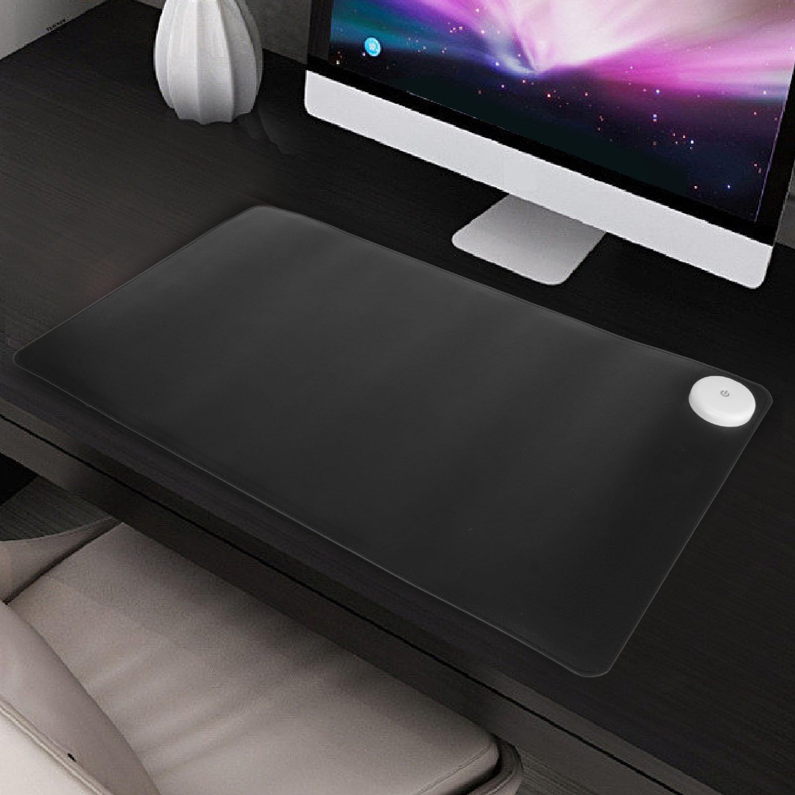 Annadue Tapis de Bureau Chauffant en Cuir PU, Tapis de Souris et Clavier, 60 x 36 cm, avec 3 Niveaux de Chaleur, pour les Mains