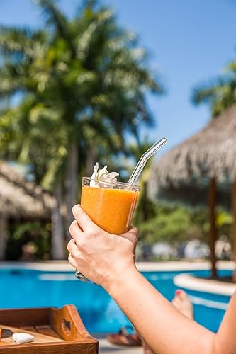 Miniatura 5 de Hummingbird Glass Straws, sorbetes transparentes de 9 pulgadas x 9,5 mm, fabricado con orgullo en Estados Unidos, reutilizable para licuado, té,