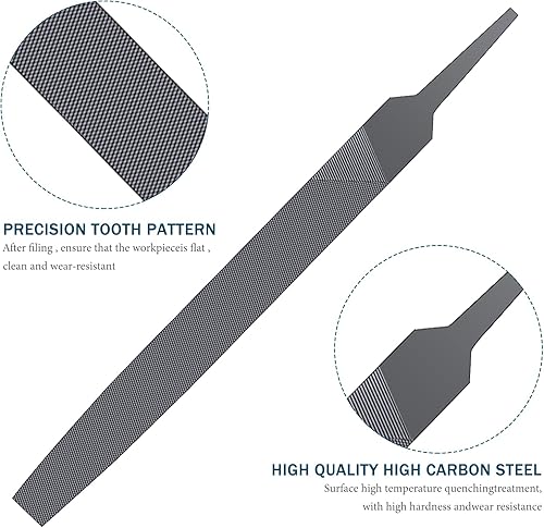 Miniatura 3 de Lima de mano de acero endurecido de doble corte de 6 pulgadas, sin mango, adecuada para dar forma a madera, metal, plástico