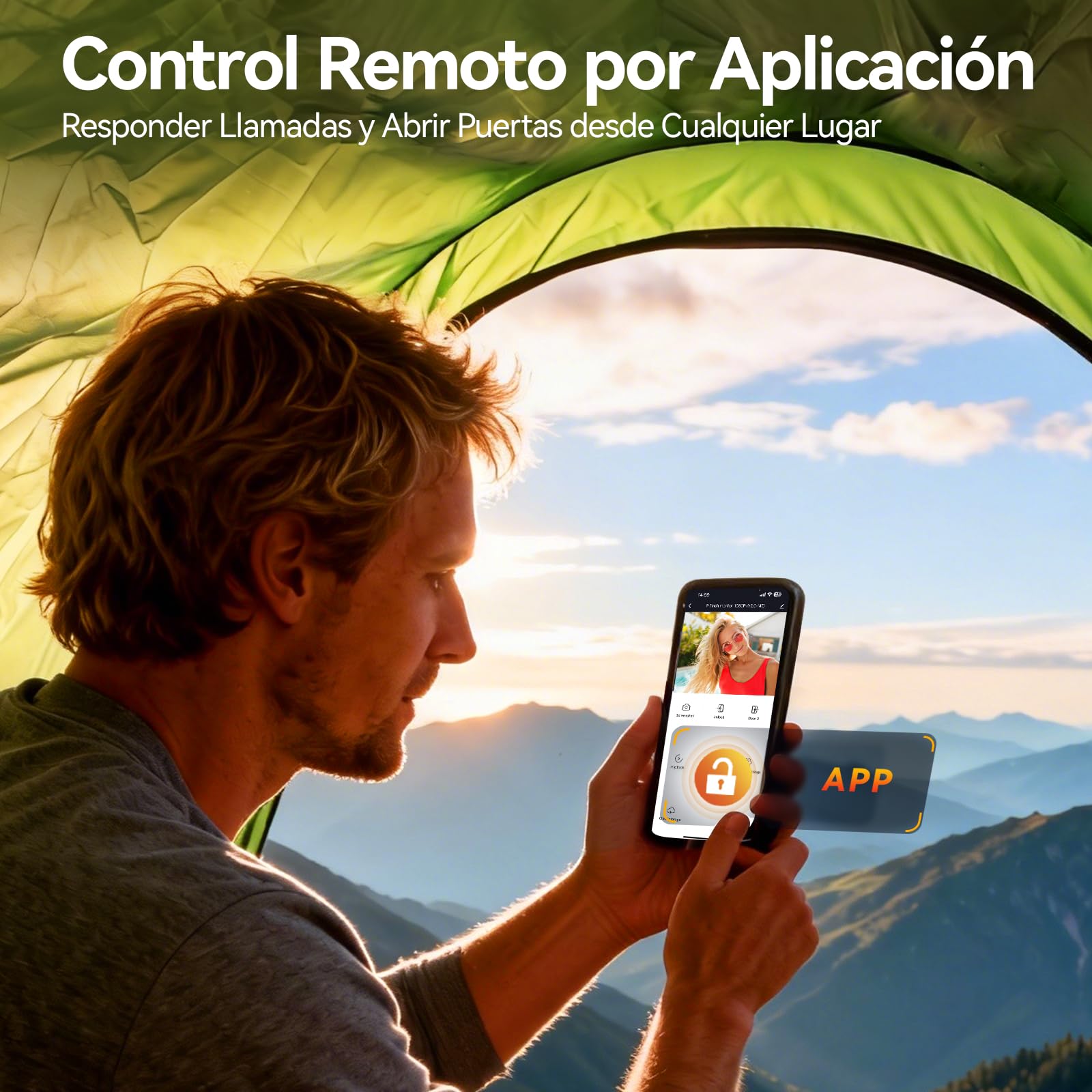 TMEZON Videoportero WiFi 2 Hilos,Sistema de Intercomunicación con 7'' Monitor Táctil a Color,Timbre Metálico de 1080P con Cámara,detección de Movimiento Humano,Desbloqueo en Remoto,para 2 familias