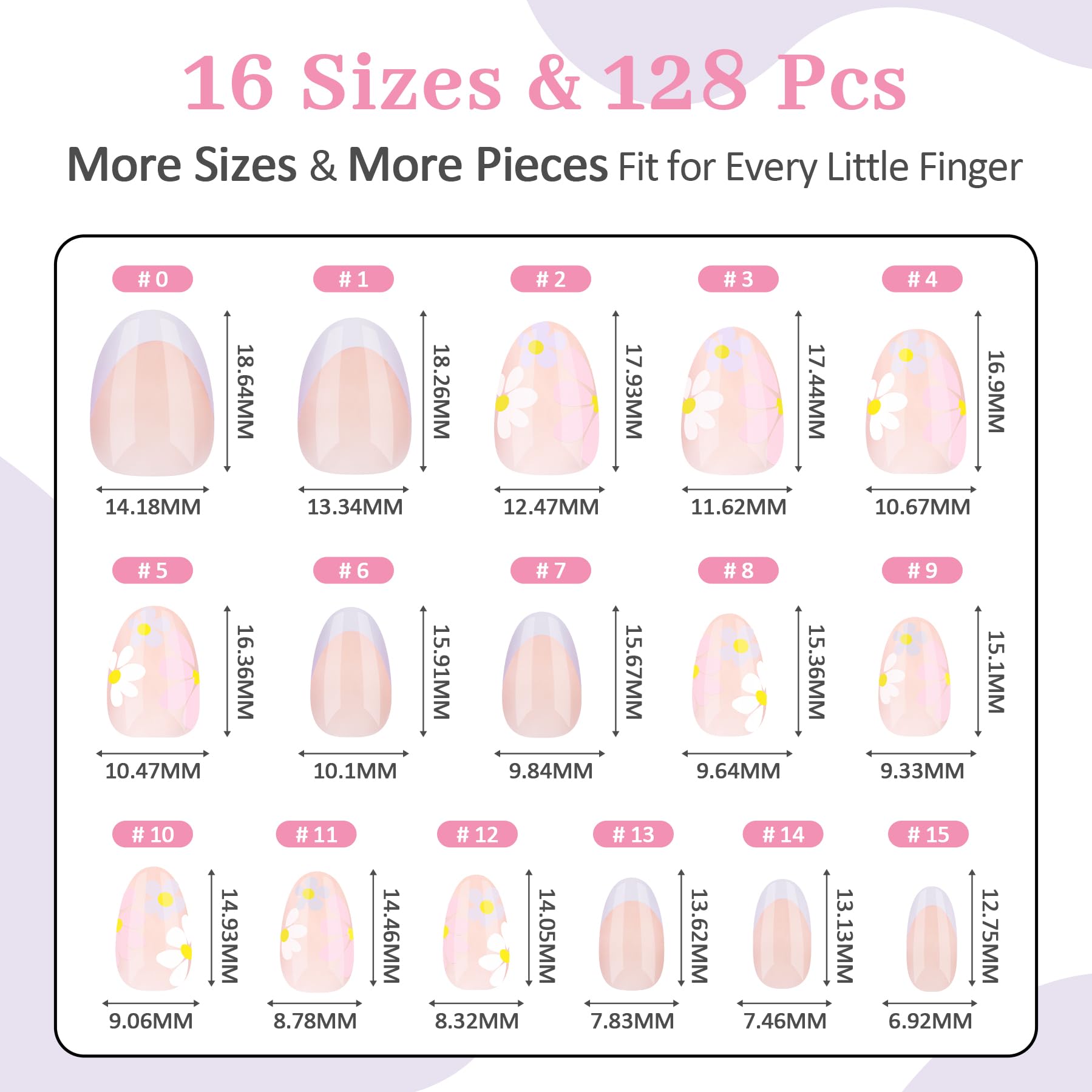 QIEK Kids Extra-Short Almond Press-On Nails