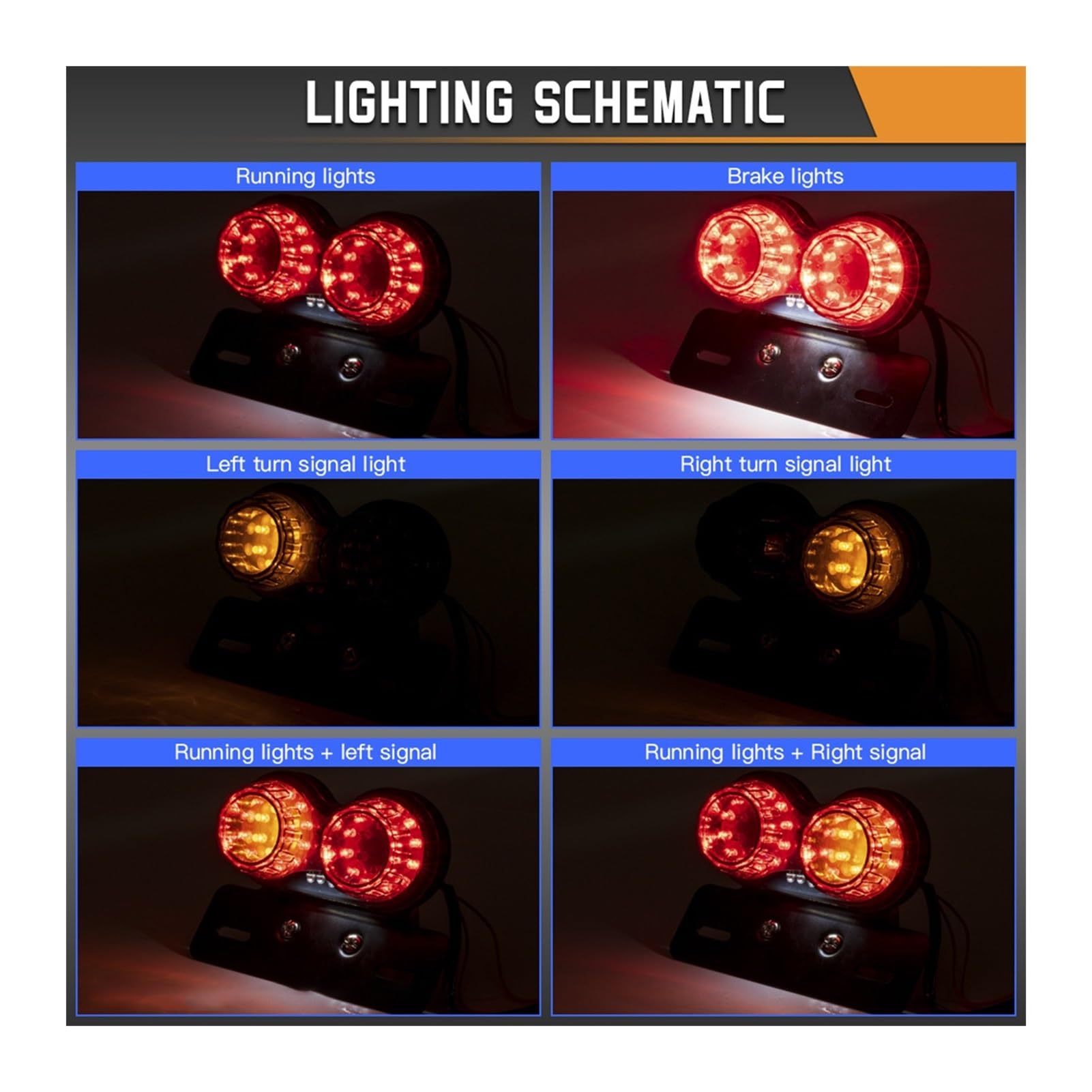 indicatori di direzione, Fanale Posteriore Universale Per Moto A LED Indicatore Di Direzione Luci Doppie Per Rimorchio Luci Porta Targa Freno Accessori Per Moto