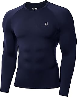 Mens Compression Shirt, Cool Dry Long Sleeve Workout Shirts, Running Athletic Football Gym Base Layer Tops UPF 50+