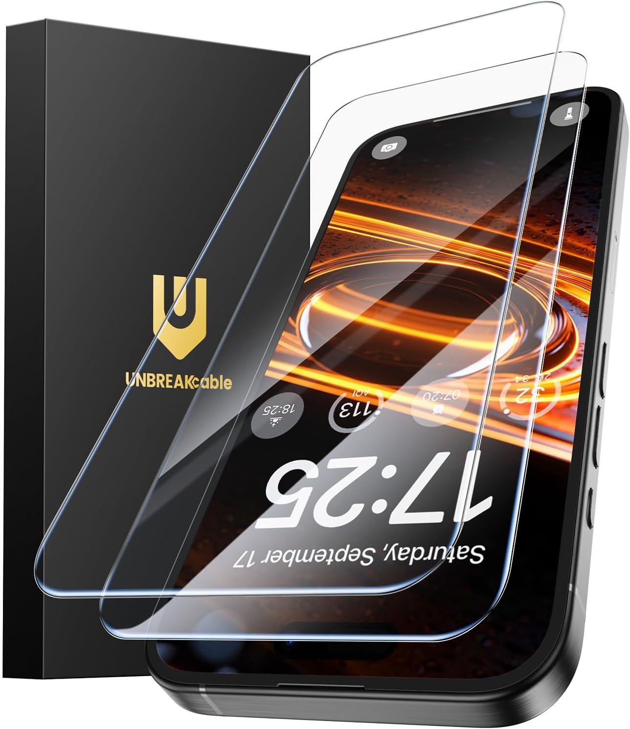 UNBREAKcable 2 Pack for iPhone 16 Pro Screen Protector, AR Anti Reflection 9H+ Tempered Glass, Anti-Glare, Enhanced Clarity, Anti-Blue Light, Polishing Cloth Included