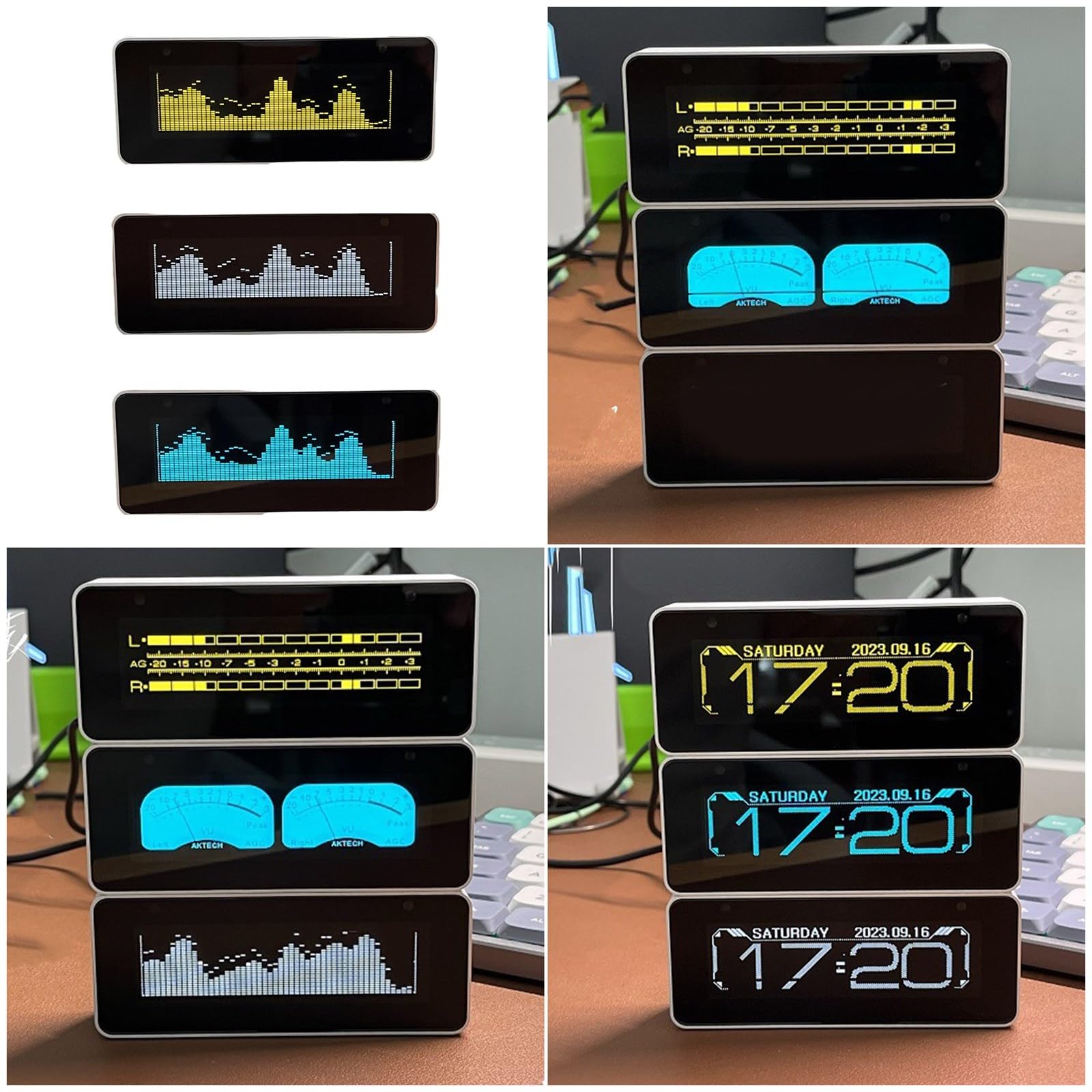 AK25664 Color Music Spectrum Clock Aluminiumgehäuse Mit Verbesserter Firmware Und Eingabeoption Remote Kontrolliertes Auditorisches Display