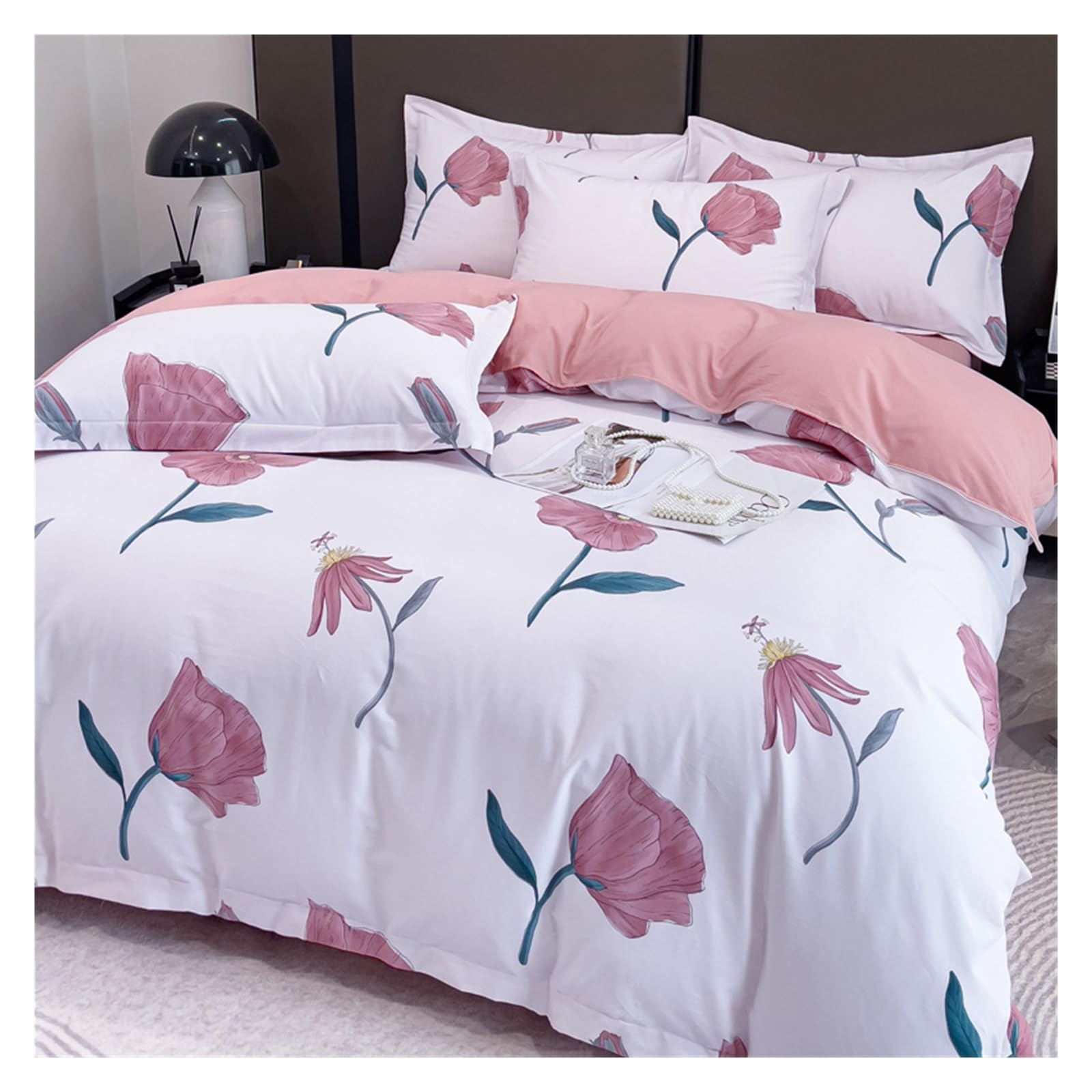 Housse de couette à motif floral parure de lit en coton pour chambre