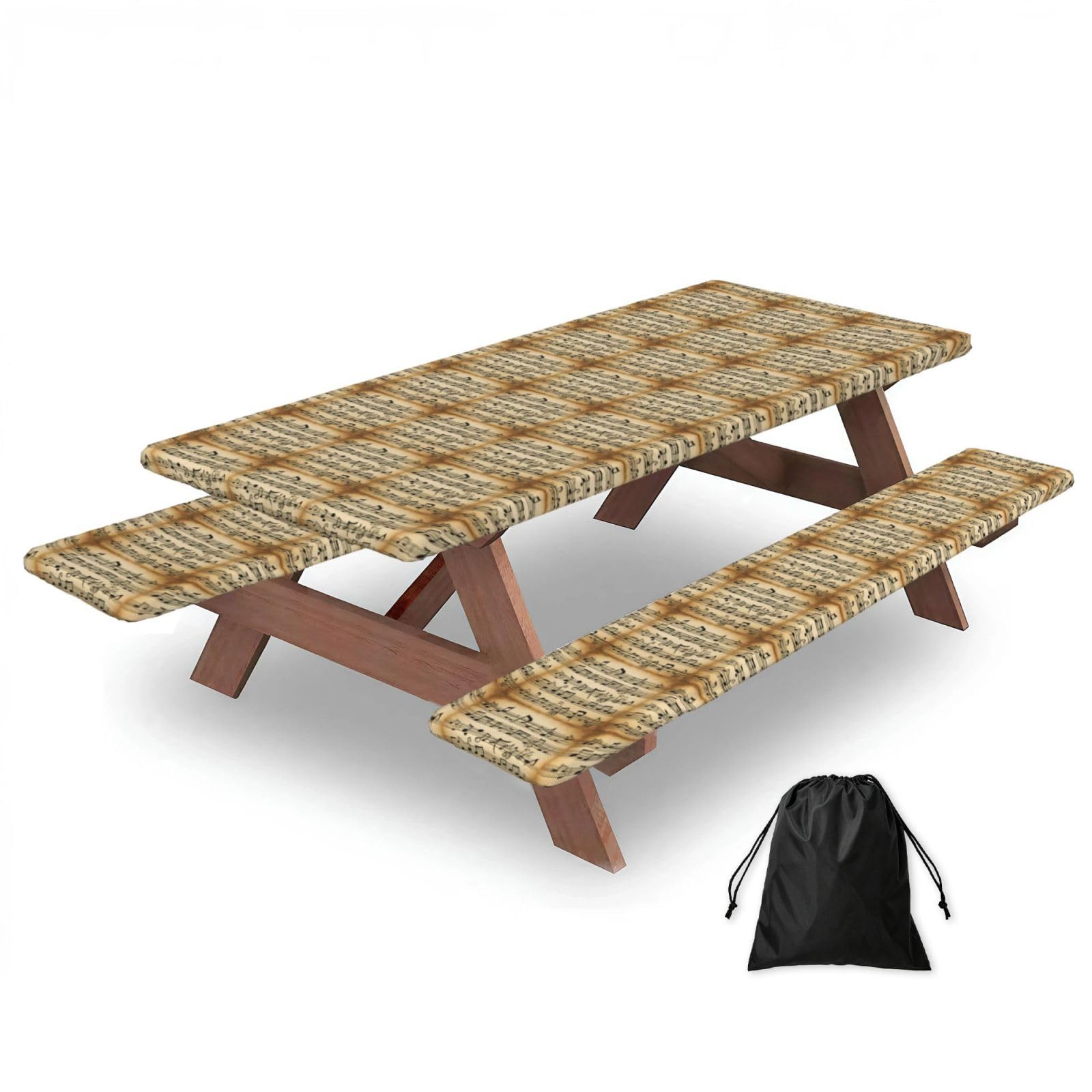 AYYQWE Musical Notes Print Picnic Table Bench Cover Outdoor Garden Party Decor Daily Accessory Gift