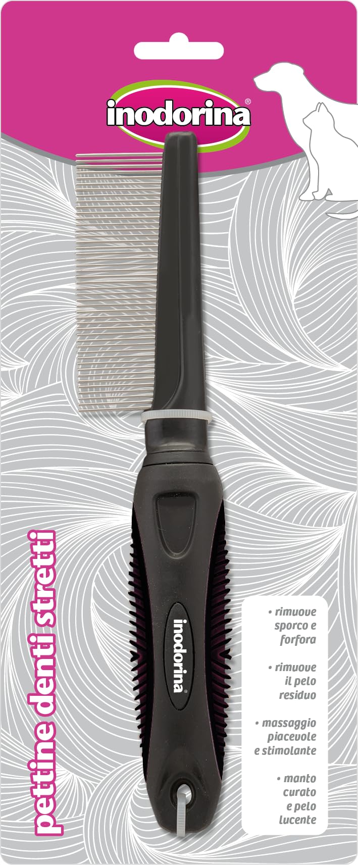 Inodorina Narrow Tooth Comb for dogs and cats - Ideal after grooming - Removes knots, dander and excess hair during shedding periods