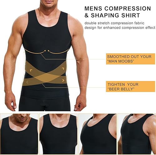 Miniatura 3 de Camiseta de compresión para hombre, adelgazante, chaleco moldeador de cuerpo, camiseta sin mangas para entrenamiento, abdominales