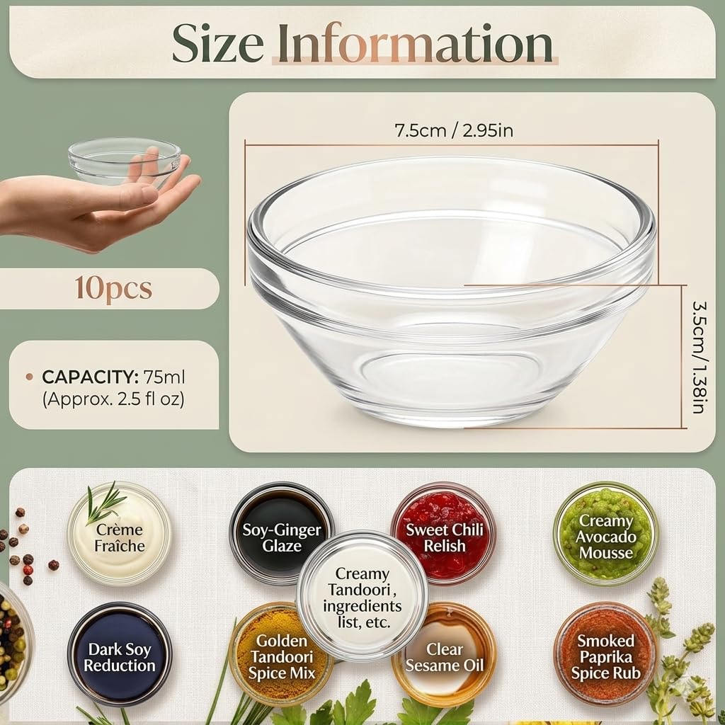 New Schälchen Snack Bowl Dipschalen Dip Schälchen Schalen Servierschalen Set Mini Marmelade Glasschälchen Dessert Glasschüssel Glas Bowle Set Servierschale Tapas Schalen 6cm (stück, 84, Mini Bowl)