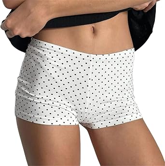 Alyweatry Women Y2k Micro Shorts Cute Low Rise Elastic Waist Polka Dot Lounge Booty Mini Shorts Going Out Streetwear