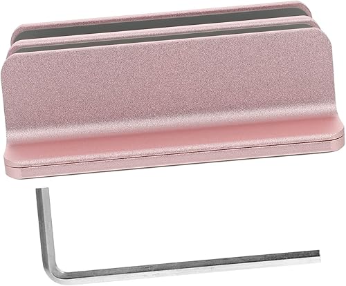 BESPORTBLE Vertical Laptop Stand Double Slots Holder for Desktop Stable Multi-Device Organizer for Laptop Tablet and Phone Space-Saving Desk Rack