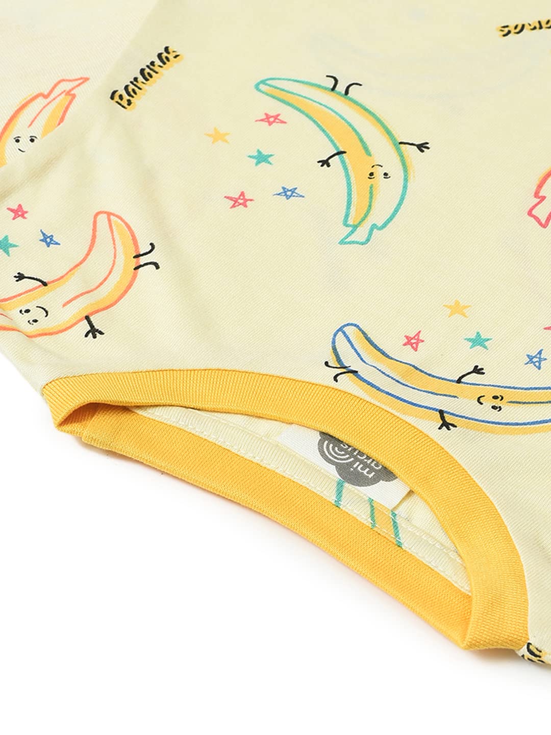 Mi Arcus Banana Printed Yellow Night Dress Nightsuit for Baby Girl for 18-24 Months 4