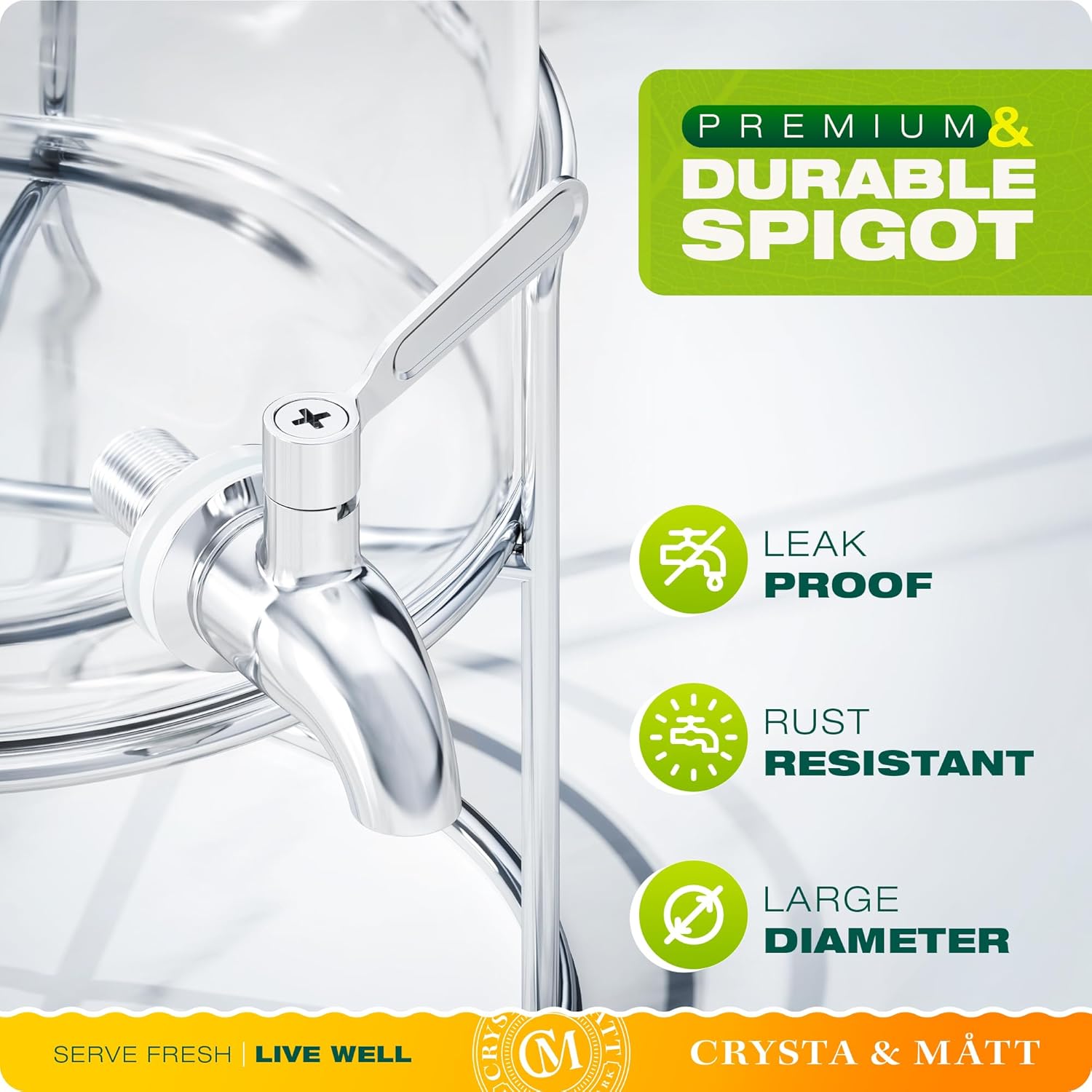 2.2 Gallon Glass Beverage Dispenser With Stand | Glass Water Dispenser With Stand | Leakproof Spigot | Ideal for Hot and Ice Cold Drinks | Perfect for Breakfast, Parties, Weddings