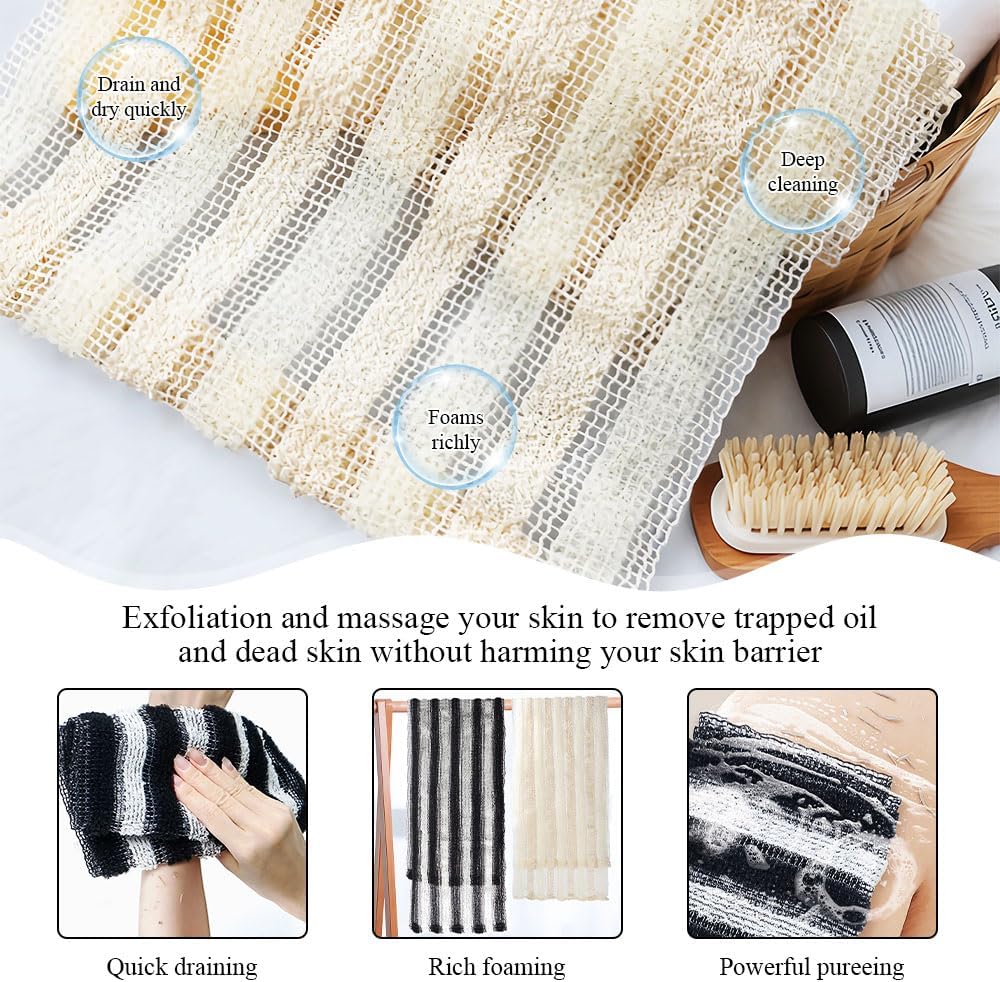 Exfoliating Shower Towels, 2 Pcs Scrub Cloth, Exfoliating Towel, Exfoliating Washcloth for Showering, Rip-Resistant Exfoliating Washcloth, Back Exfoliator Towels for Women, Men - Image 5