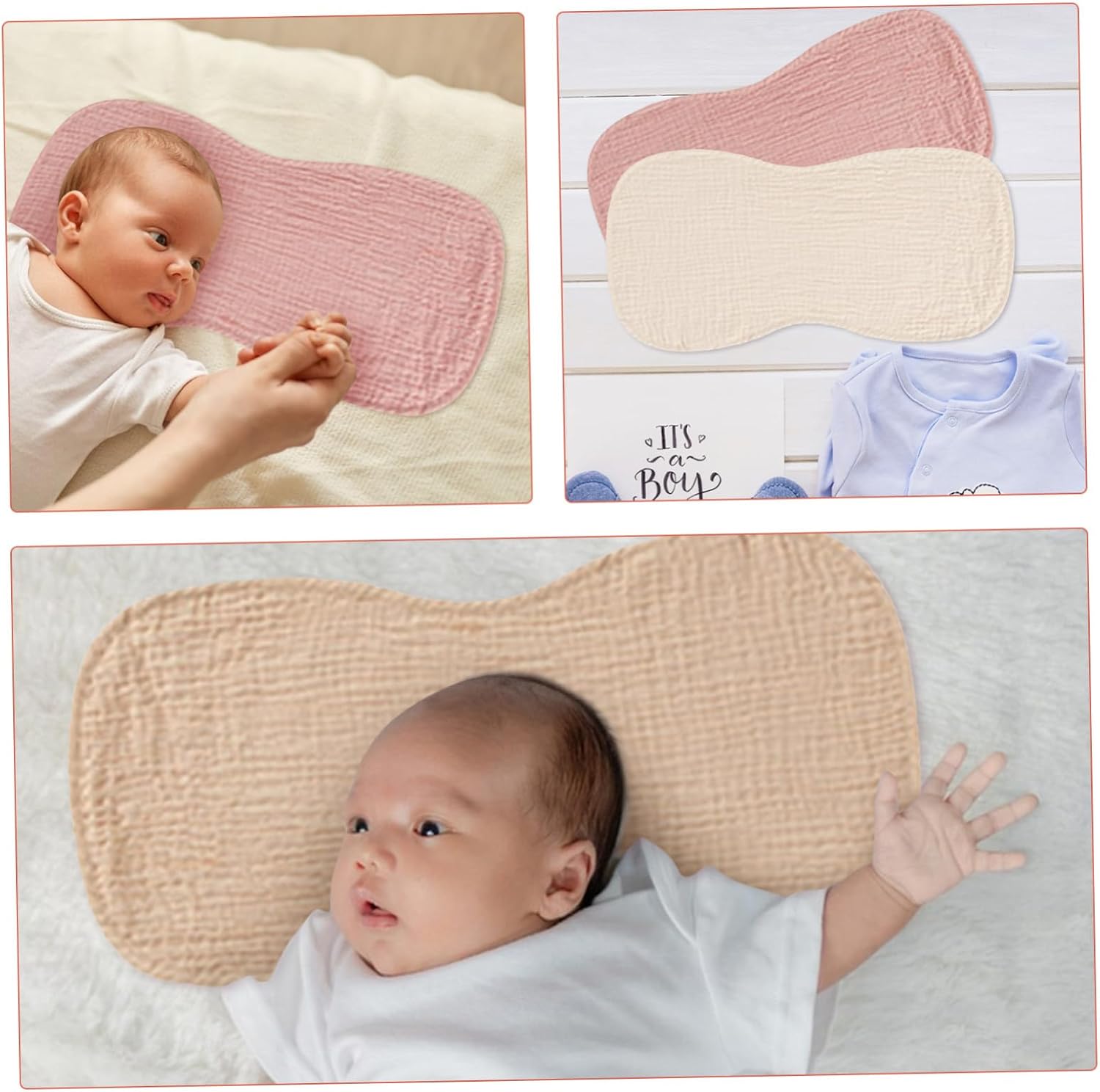 4pcs Baby Burping Cloths Soft Muslin Newborn Towels Cotton Absorbent Bibs for Boys and Girls Style Burp Rags for Newborns