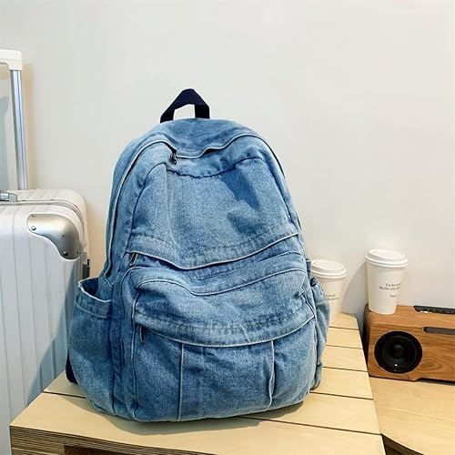 Miniatura 4 de MaxxCloud Mochila vintage de mezclilla para computadora portátil, estilo casual, de lona, ligera, bolsa de hombro